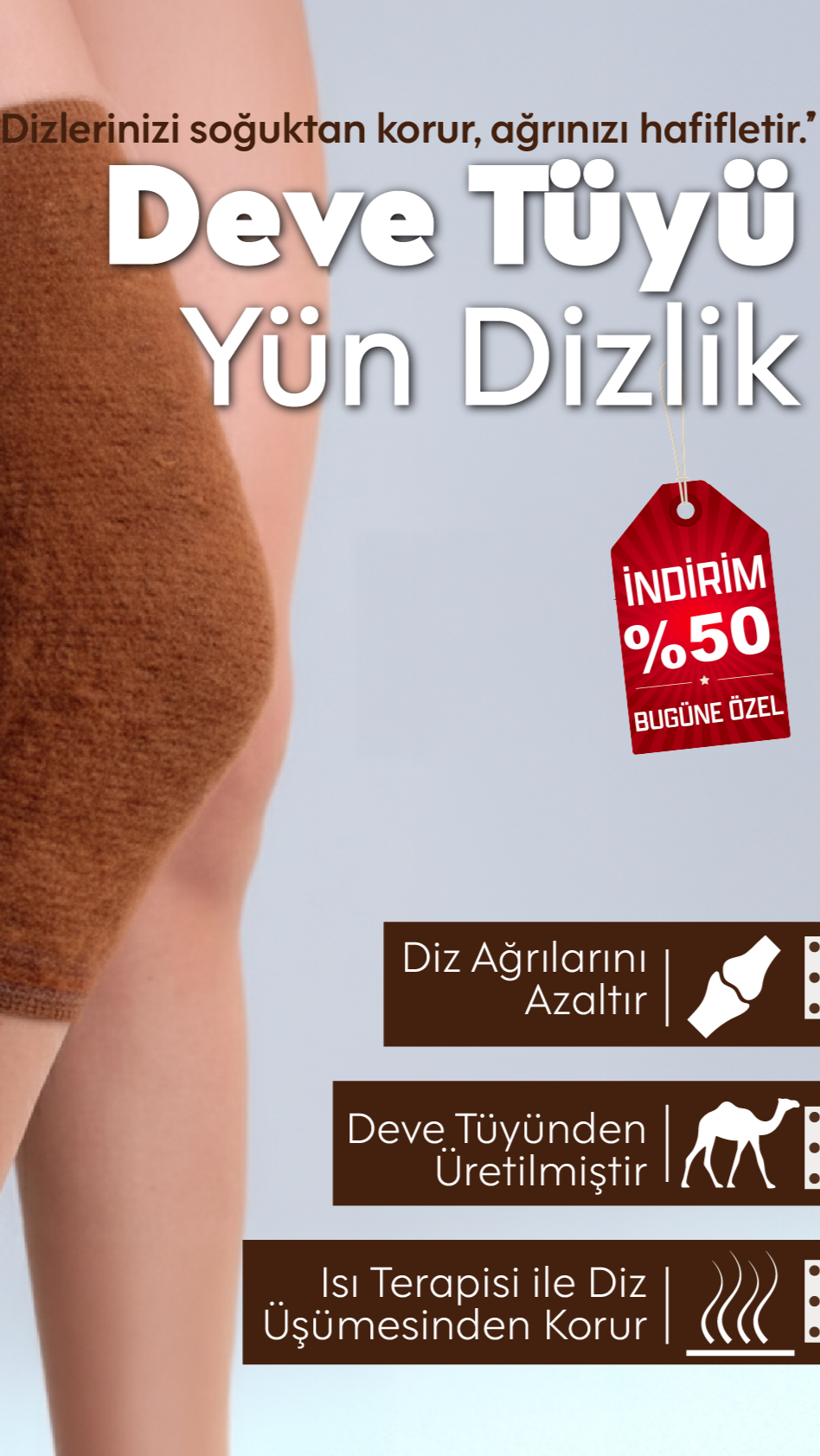 MEDIVIO Deve Tüyü Yün Dizlik