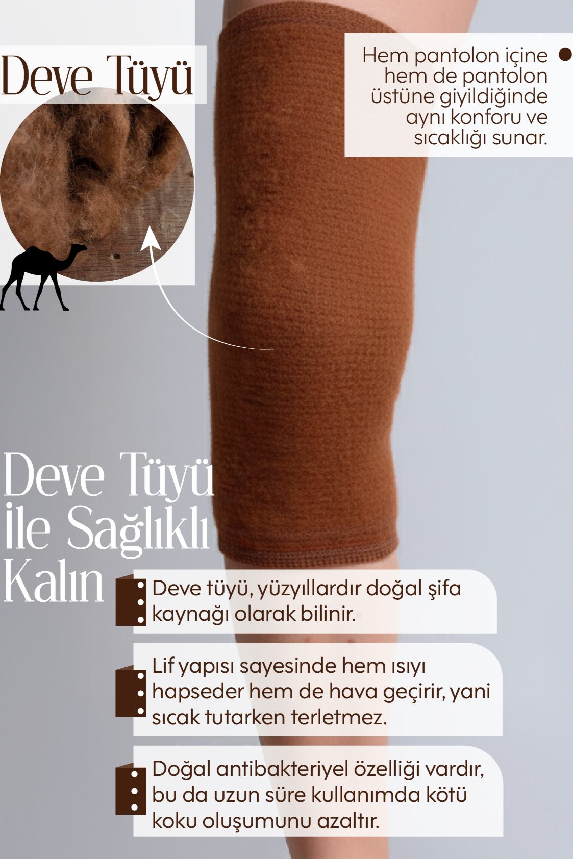 MEDIVIO Deve Tüyü Yün Dizlik