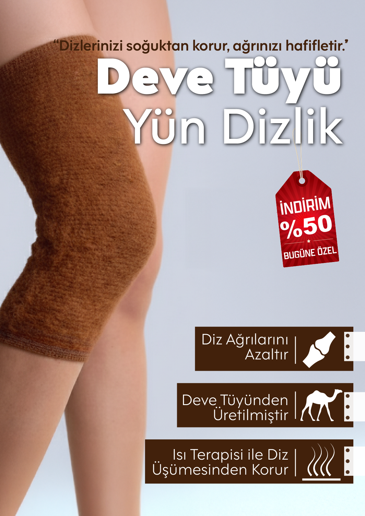 MEDIVIO Deve Tüyü Yün Dizlik